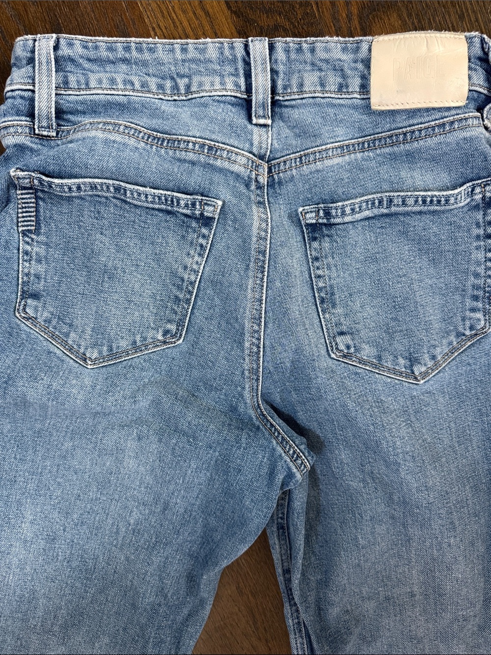 PAIGE Anessa Wide Leg Jeans Light Wash Raw Hem High Rise Size 28 - Picture 6 of 6